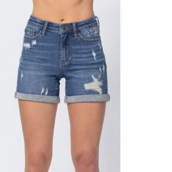 Judy Blue Shorts New Judy Blue Midrise Dandelion Embroidered Short